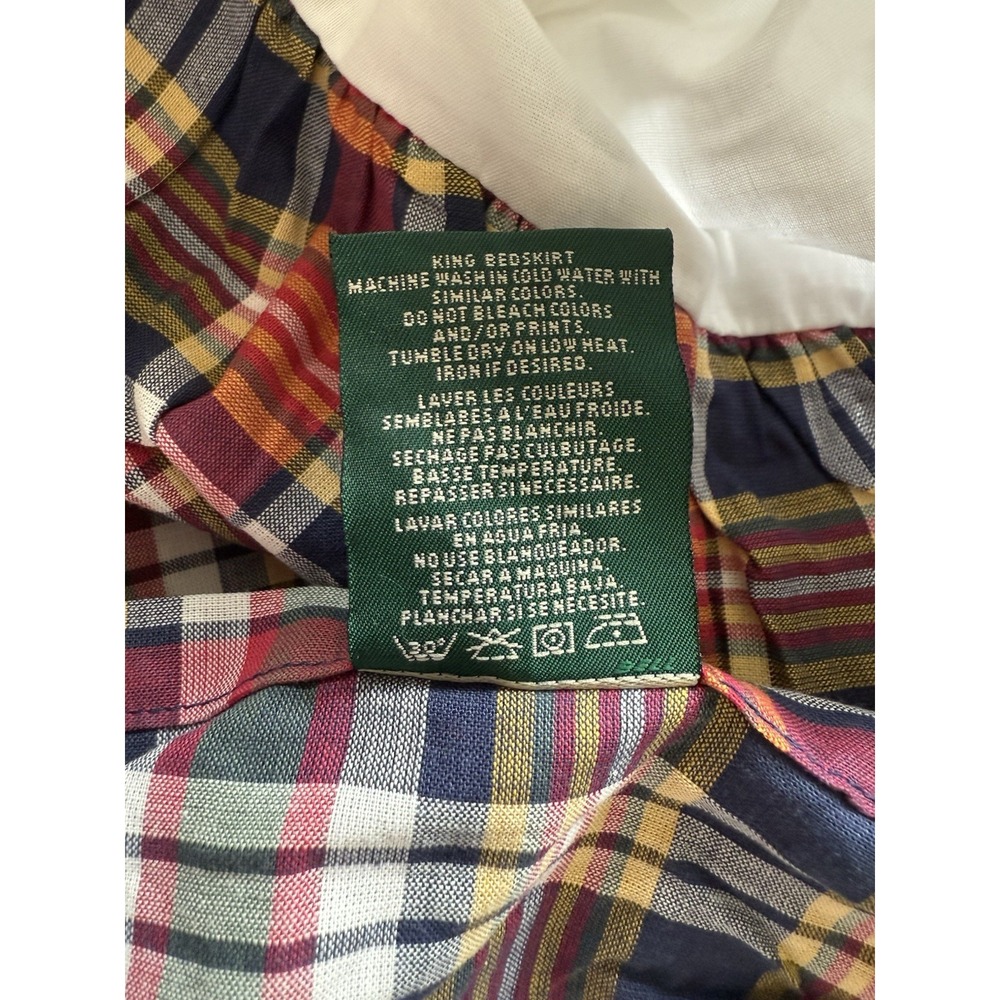 Ralph Lauren Red Navy Plaid Bed Skirt - Picture 9 of 12